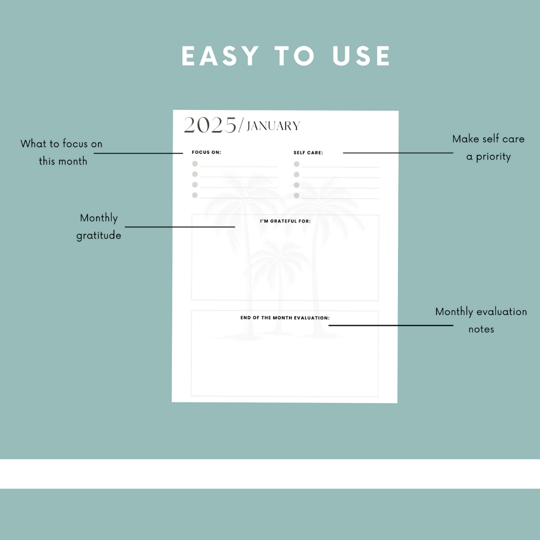 2025 Maandplanner Palmbomen